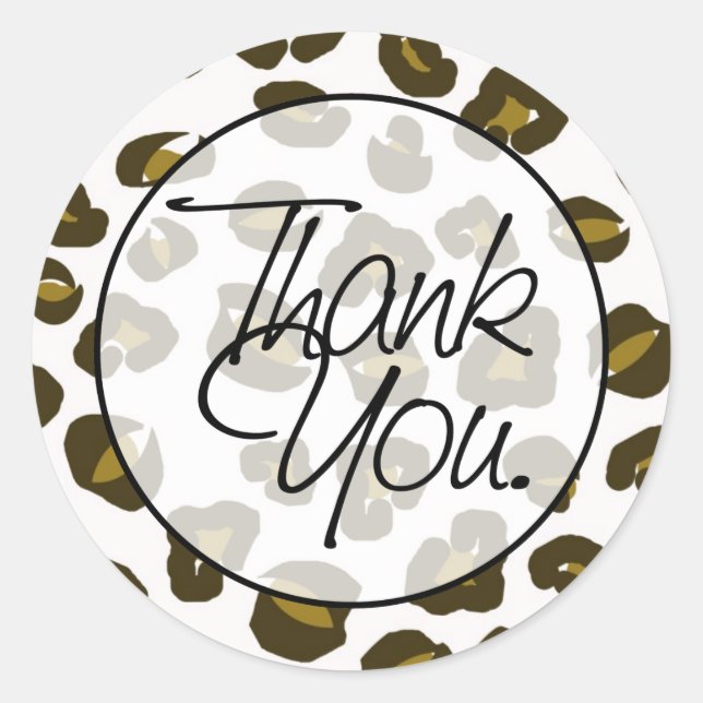 Cheetah | Thank You Classic Round Sticker (Front)