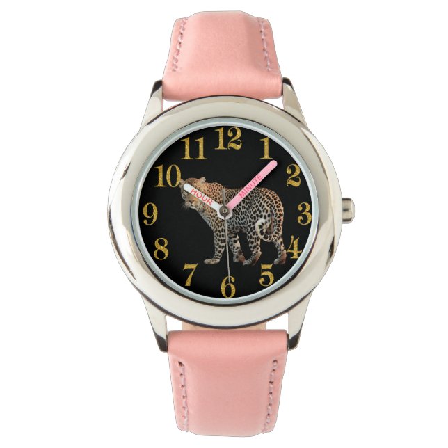 Cheetah time piece with gold numbers watch (Front)