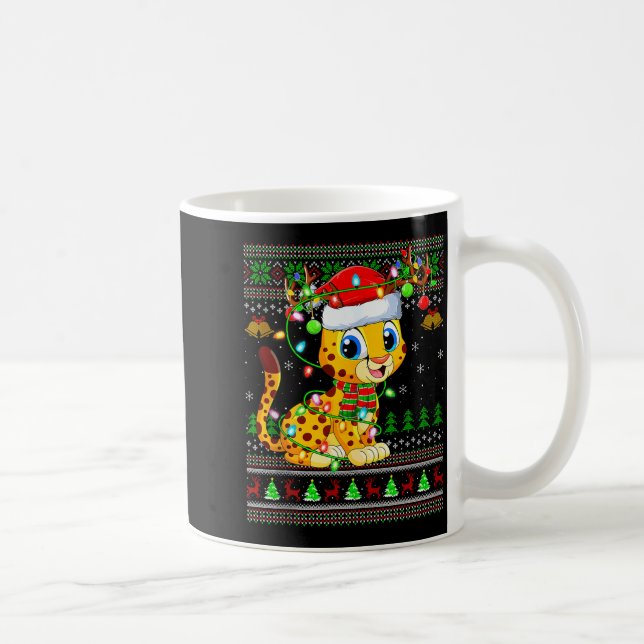 Cheetah Ugly Christmas Sweaters Holiday Santa Cute Coffee Mug (Right)