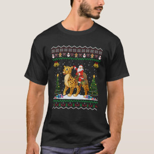 Cheetah Ugly Xmas Gift Santa Riding Cheetah Christ T-Shirt