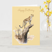 Cheetah Up A Tree Birthday Card #1