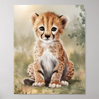Cheetah Watercolor Printable Wall Art