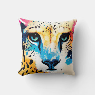 Cheetah Wild Nature Animal Color Art Painting Cushion