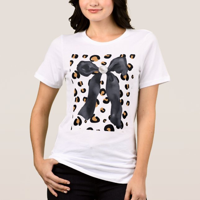 Cheetah with a Bow Tri-Blend Shirt (Front)