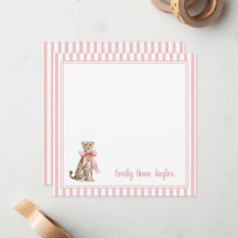 Cheetah With Pink Bow and Stripes