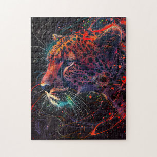 Cheetah with Reddish Light Trails Jigsaw Puzzle