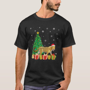 Cheetah Xmas Tree Lighting Santa Hat Cheetah Chris T-Shirt