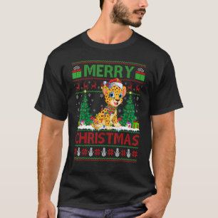 Cheetah Xmas Tree Lights Ugly Santa Cheetah Chri T-Shirt