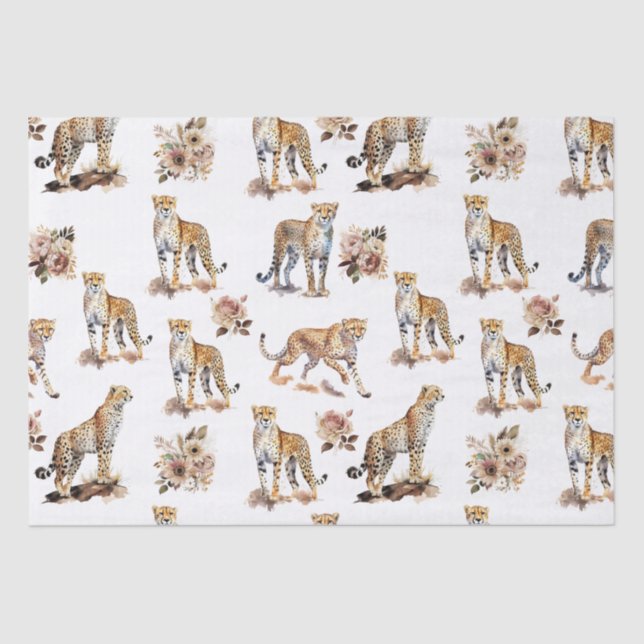 Cheetahs Floral Tissue Paper (Front)