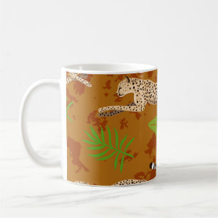 Cheetahs Leaves: Vintage Graphic Seamless Coffee Mug