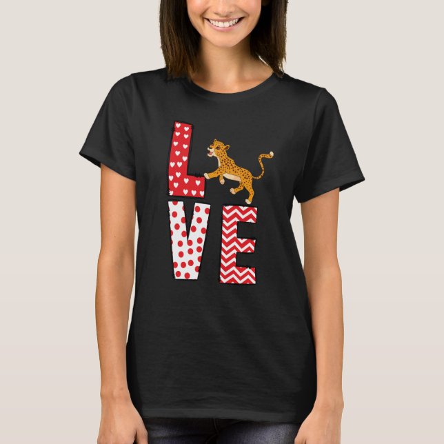 Cheetahs Valentines Day Love Valentine Cute Hearts T-Shirt (Front)