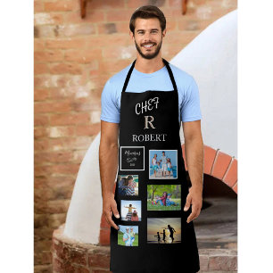 *Chef 6 Photos Black & White Custom Monogram Name Apron