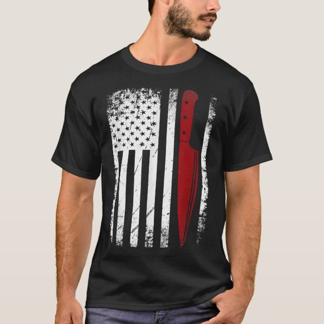 Chef American Flag Cooking Patriotic Kitchen Bbq G T-Shirt (Front)