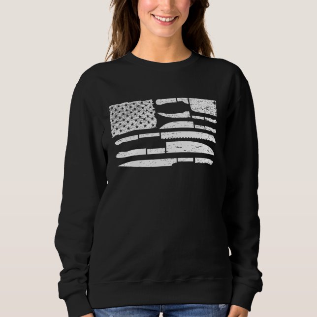 Chef American Flag Kitchen Knives Cooking Patrioti Sweatshirt (Front)