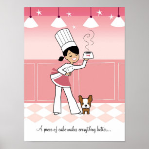 Chef and dog in the Kitchen Poster