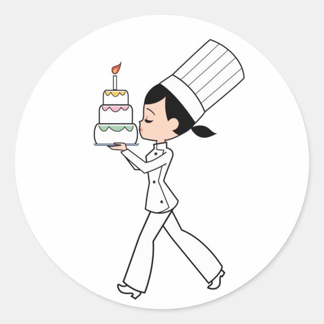 Chef Art with Birthday Round Sticker (Front)