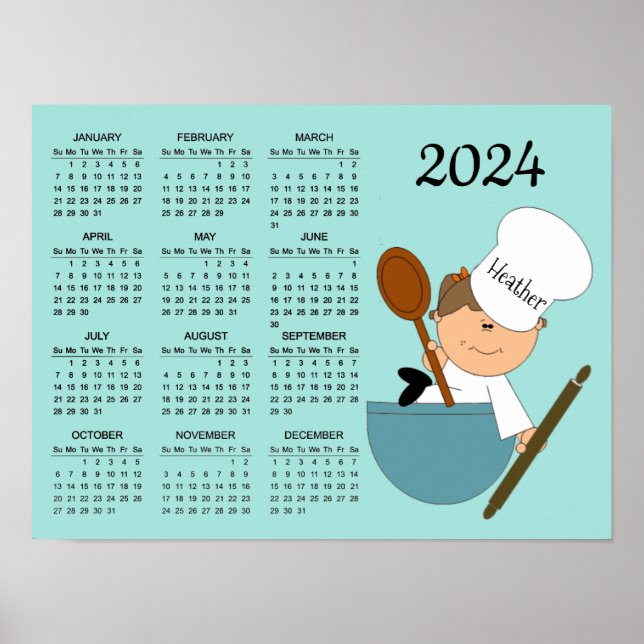 Chef Baker Design 2024 Calendar Poster (Front)