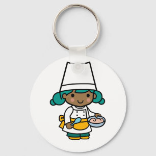 Chef/ Baker Girl in Apron cooking Key Ring