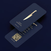 Chef Bakery Caterer Dark Navy Gold Knife Modern