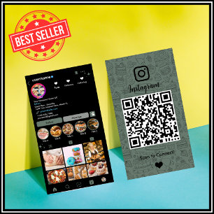 Chef Bakery Instagram Sage Green Pastry Caterer QR Business Card