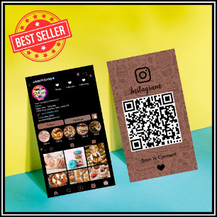 Chef Bakery Instagram Terracotta Pastry Caterer QR Business Card