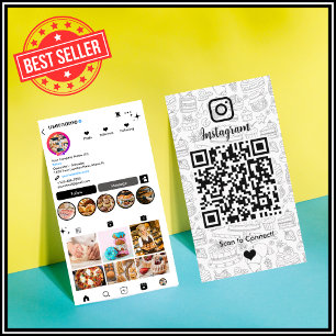 Chef Bakery Instagram White Pastry Caterer QR Code Business Card