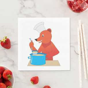 Chef Bear Cooking Soup Fun Animal Kitchen  Napkin