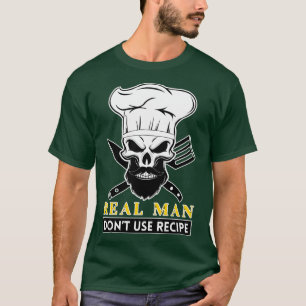 Chef Beard Skeleton Cook Bearded Skeletal Skull Ba T-Shirt