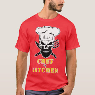 Chef Beard Skeleton Cook Bearded Skull Bake Skelet T-Shirt
