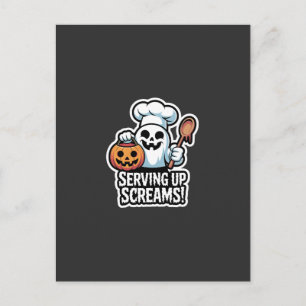 Chef Boo – Spooky Cute Halloween Ghost Spoon Invitation Postcard