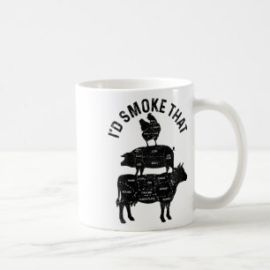 Chef Butcher Bbq I'd Smoke That Pork Beef Funny Fa Coffee Mug