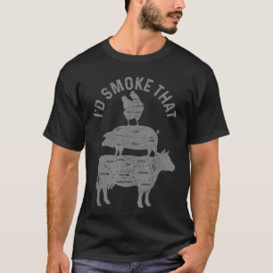 Chef Butcher BBQ Id Smokehat Pork Beef Funny Fathe T-Shirt