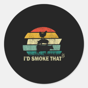 Chef Butcher Cook Bbq Id Smoke That Cow Beef Funny Classic Round Sticker