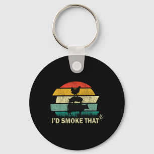 Chef Butcher Cook Bbq Id Smoke That Cow Beef Funny Key Ring