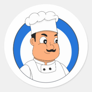 Chef cartoon classic round sticker