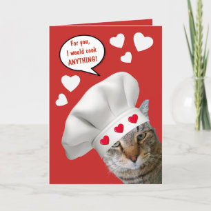 Chef Cat Funny Valentine's Day Holiday Card