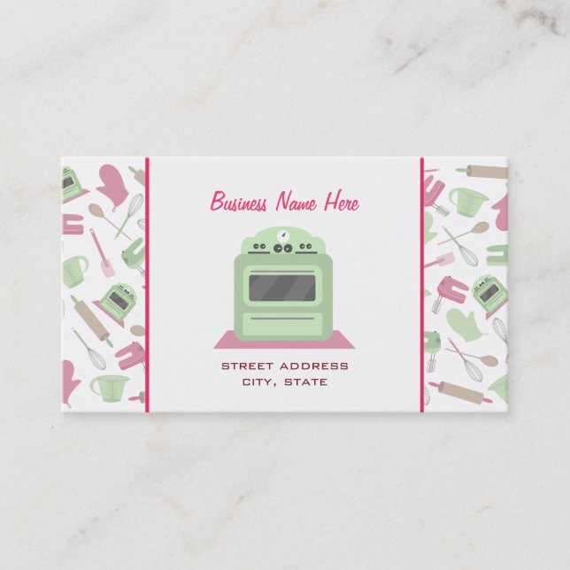 Chef Caterer Business Card - Kitchen Pattern (Front)