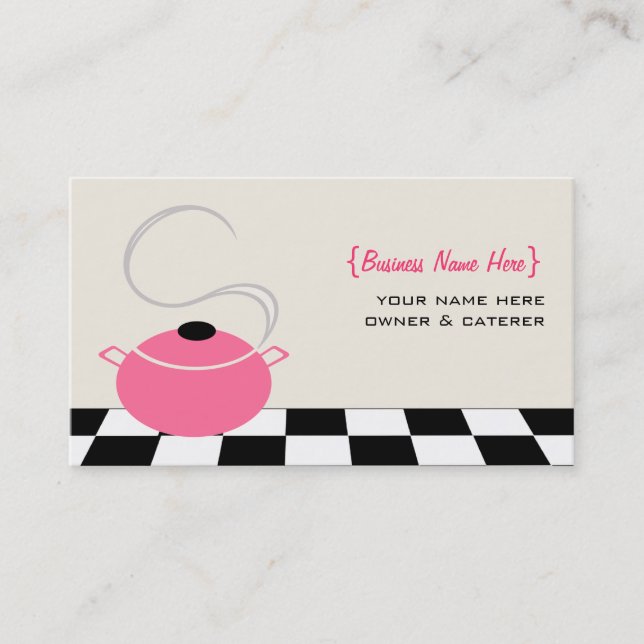 Chef / Caterer Business Card - Pink Cooking Pot (Front)