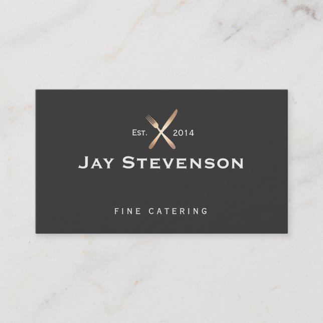 Chef, Catering Gold and Black Culinary Logo Business Card (Front)