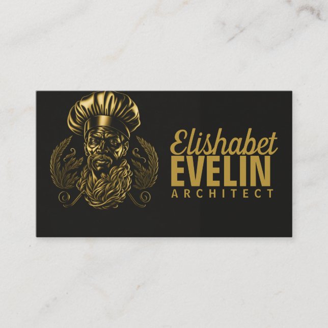 Chef Catering Gold Modern Black blink 432 Business Card (Front)