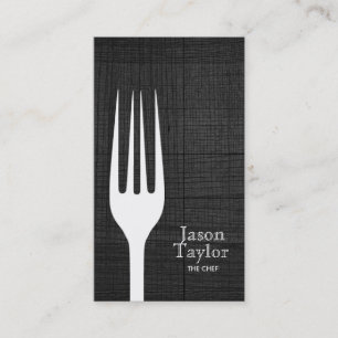 Chef Catering Restaurant Food Fork Logo Wood Business Card