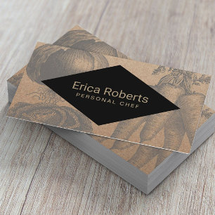 Chef Catering Vintage Vegetables Rustic Kraft Business Card