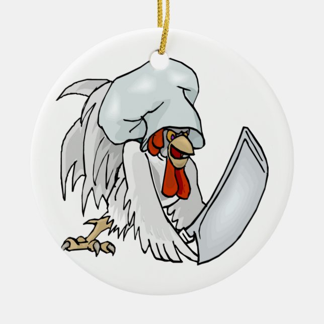 Chef Chicken Ceramic Tree Decoration (Front)