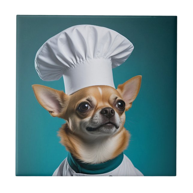 Chef Chihuahua Ceramic Tile (Front)