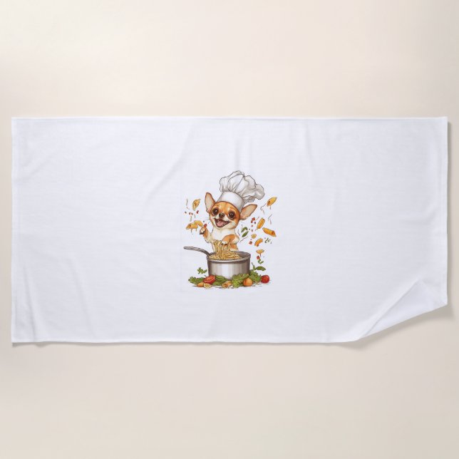 Chef Chihuahua – Culinary Dog Master Beach Towel (Front)