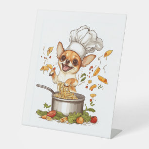 Chef Chihuahua – Culinary Dog Master Pedestal Sign