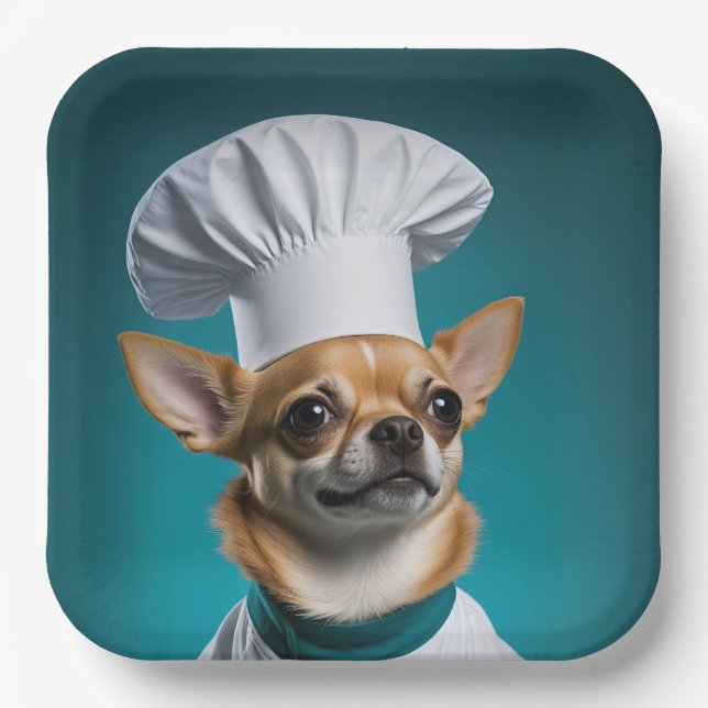 Chef Chihuahua Paper Plate (Front)