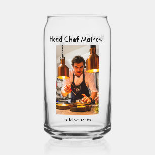Chef cook add name text men kitchen bakery can glass