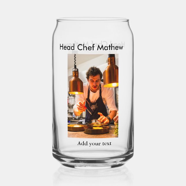 Chef cook add name text men kitchen bakery  can glass (Front)
