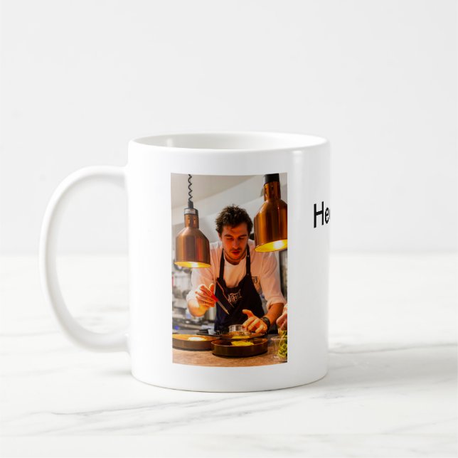 Chef cook add name text men kitchen bakery  coffee mug (Left)